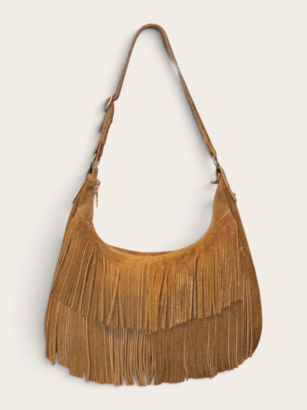 Minnetonka Tan Suede Fringe Hobo